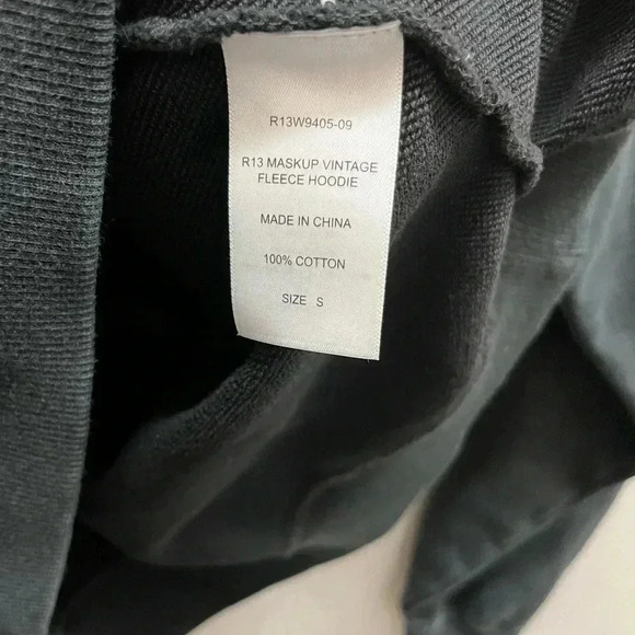 NWT R13 Mask-Up Fleece Hoodie Sweatshirt Acid Black S - Picture 8 of 8